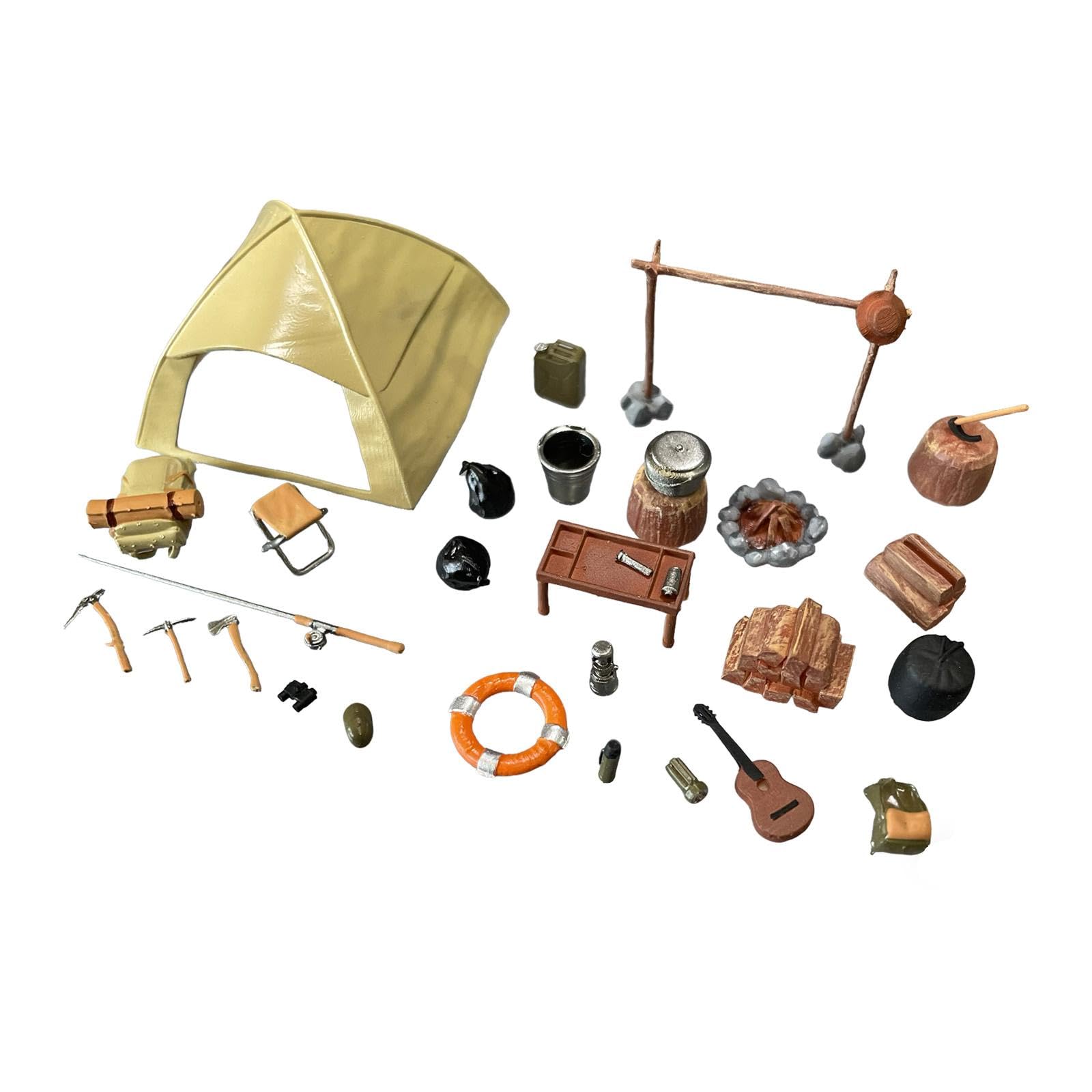 Miniatur Menschenfigur set Mini Zelt Mini Camping Diorama Zubehör mit Detailgetreuer Gestaltung aus Resin für Bonsai Terrarien Desktop Szenen 1cm für