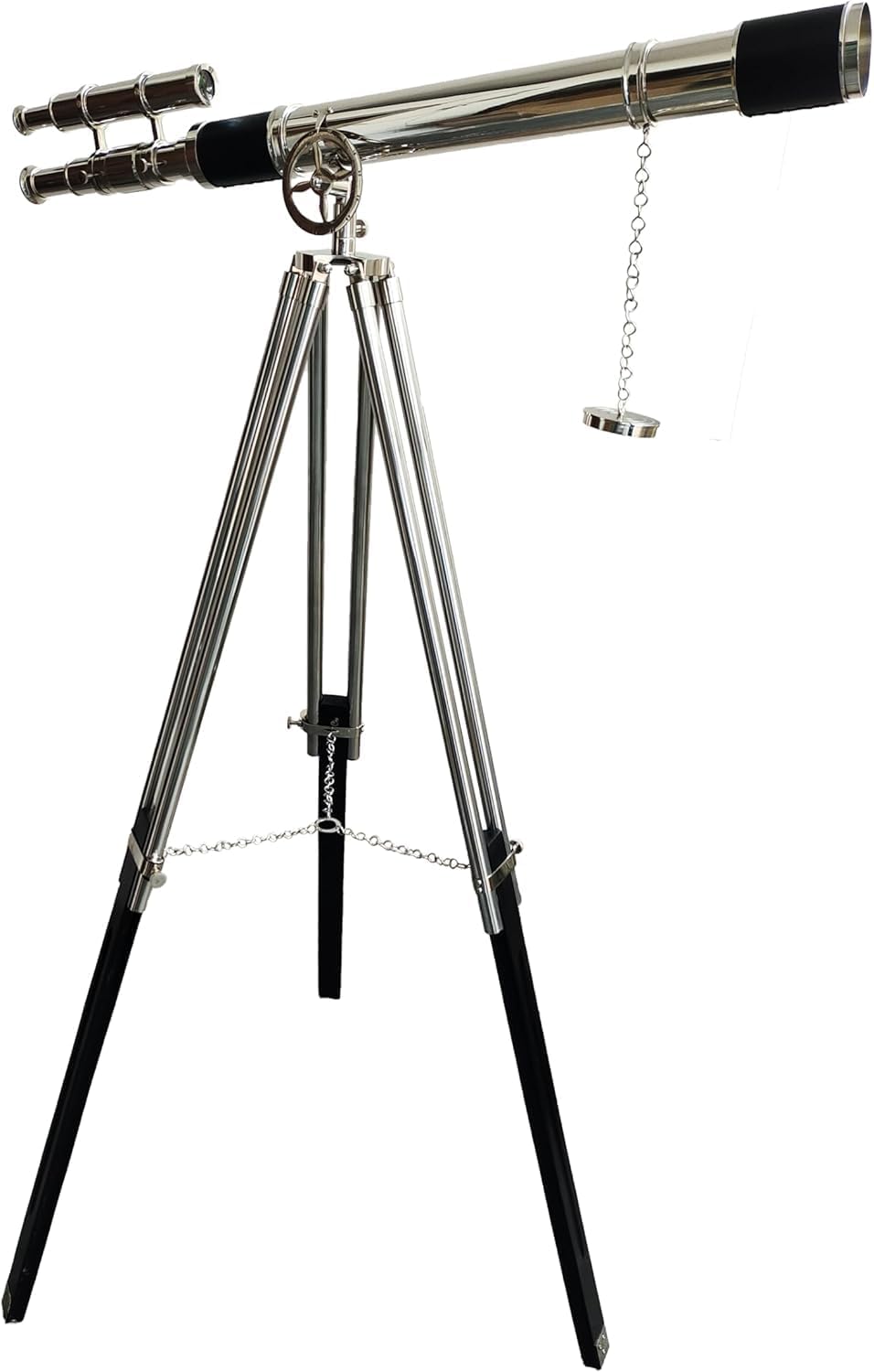 Vintage Marine Chrome Finish Brass Telescope Navy Adjustable Floor Standing Black Tripod Doubel Barrel Handmade Home Decor