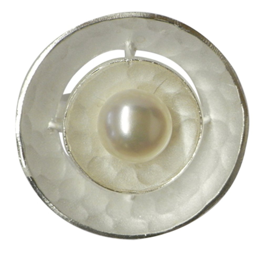 Chic-net para Mujer Anillo de plata, diseño de anillo de plata con una perla cultivada de cáscara helloxidierten