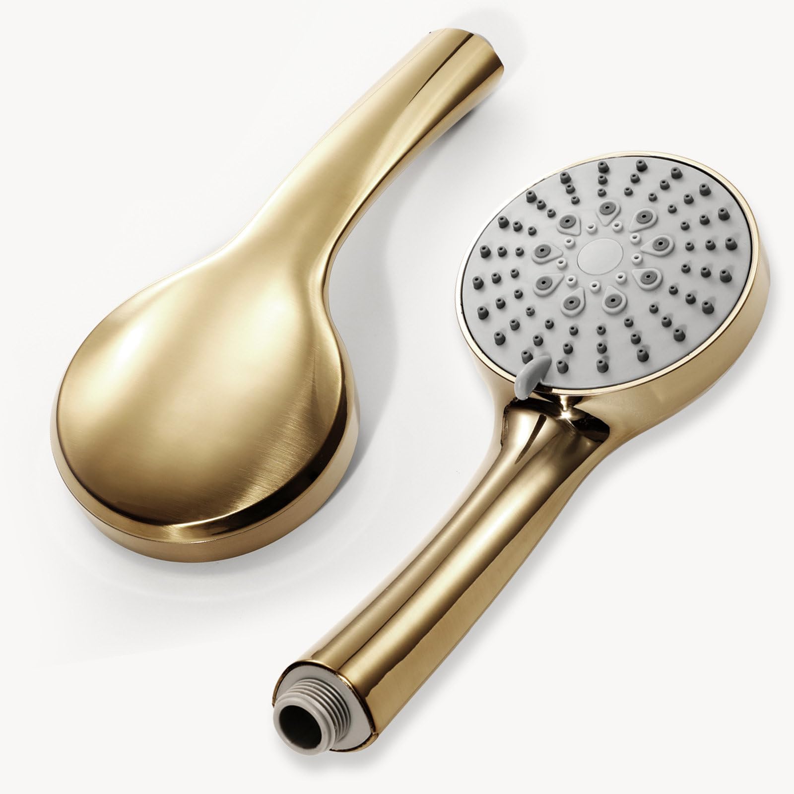 Alcachofa de Ducha Oro Cepillado con 5 Modos de Chorro, Cabezal de Alta Presión con Soporte y Flexo INOX de 1,5m, Duchas de Baño para Baño y Bañera, Ideal para Familias y Hoteles