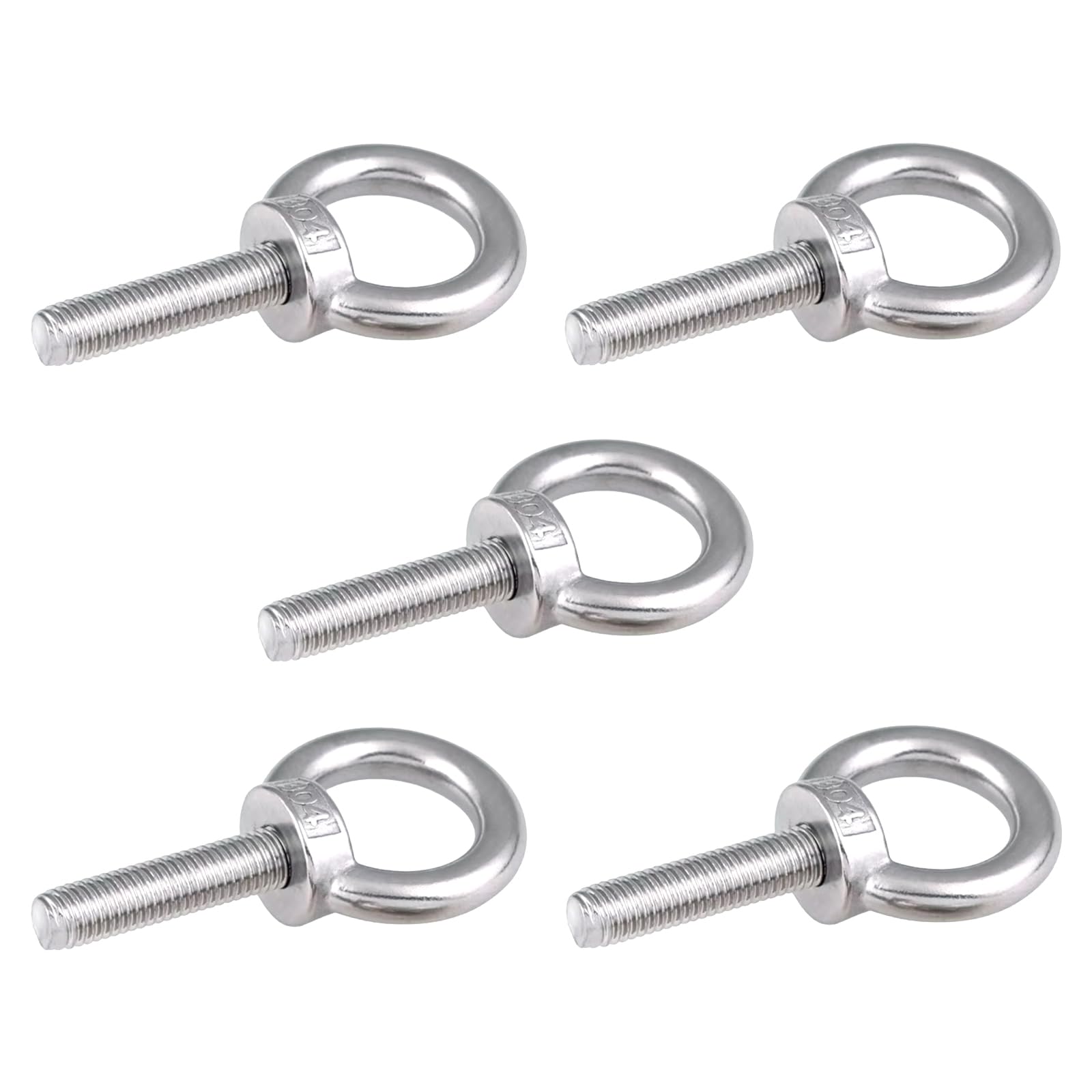 5 Pack M6x150mm Eye Bolts, 304 Stainless Steel Lifting Shoulder Ring Eyebolts for DIY Furniture Swing and Outdoor Use
