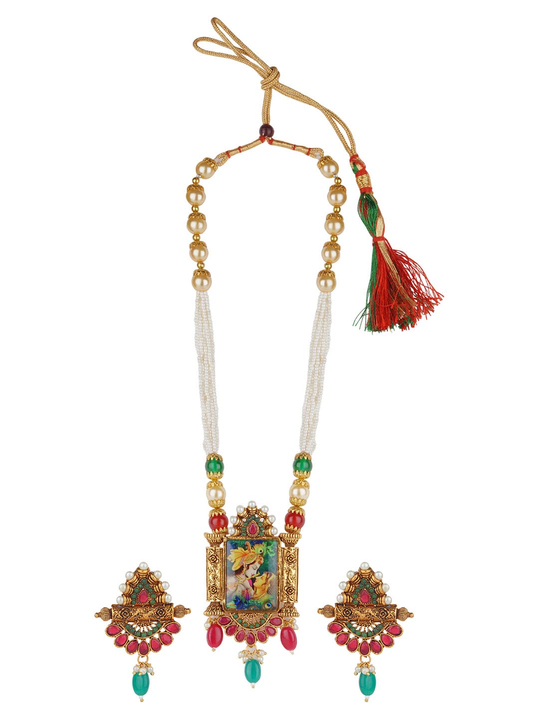 MATUSHRI ART Indian Traditional Temple Jewelry Gold Plated Antique Long Neckless Set For Womens And Girls (B0BHJ7BRZ2) Amazon Price History, Amazon Price Tracker