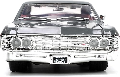 Miniatura 3 de Jada Toys Big Time Muscle 1:24 1967 Chevy Impala SS Gris/Borgoña Coche fundido a presión, juguetes para niños y adultos