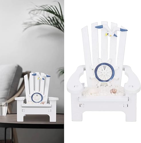 Miniatura 5 de Mini silla de playa, mini silla de playa de madera de estilo náutico, silla de playa resistente de pino natural para la sala de estar, baño o