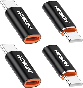 8 Pin to USB C Adapter 4 Pack,27W PD Fast Charging 480Mbps Data Transfer,Type C to 8 Pin Converter Compatible with Phone 15/16/17 Serie,Pad Pro,G-alaxy,Not for Headphones/OTG/Flash Drive/Pencil Black