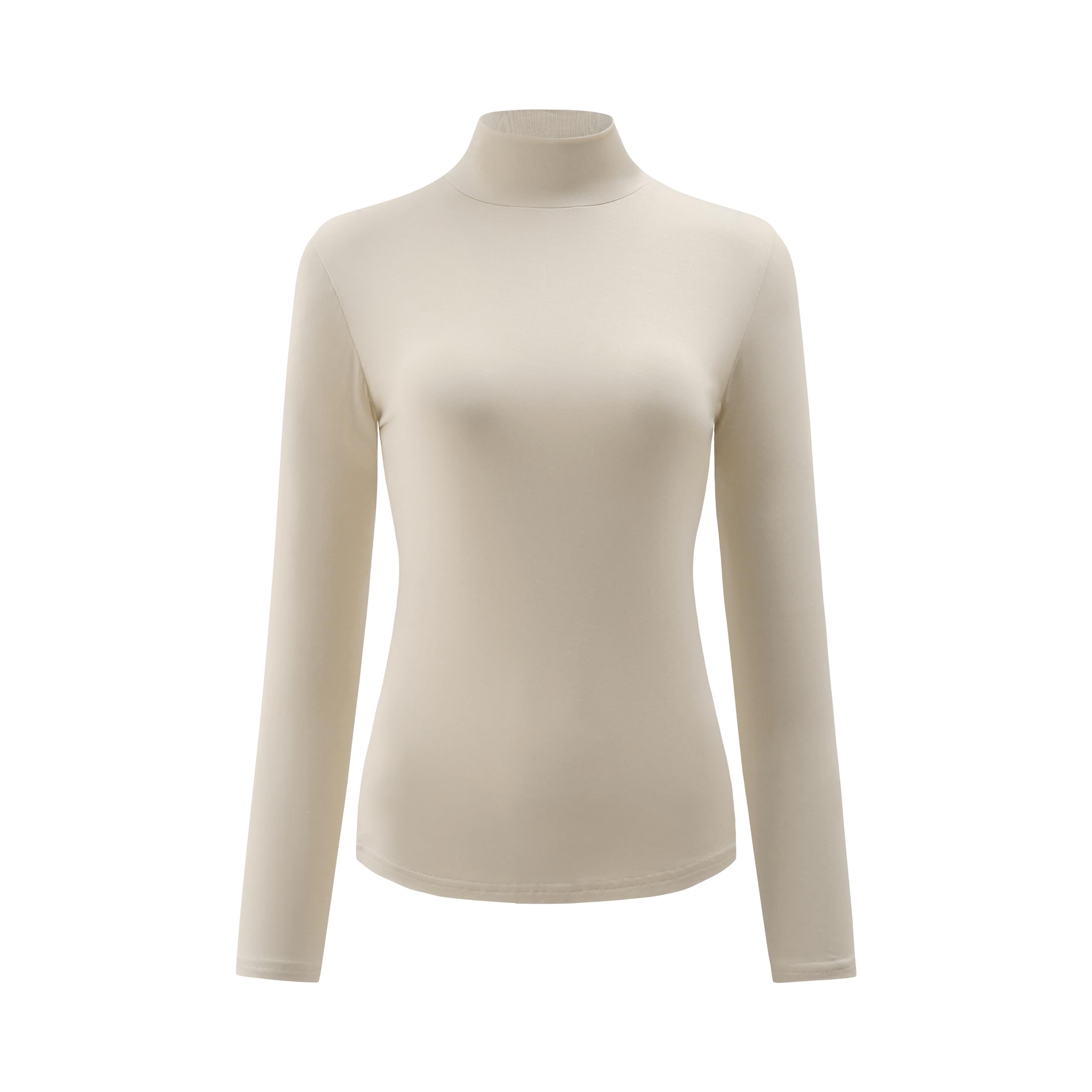 Kindcall Womens Slim Fitted Mock Turtleneck Tops Long Sleeve Lightweight Base Layer Shirts