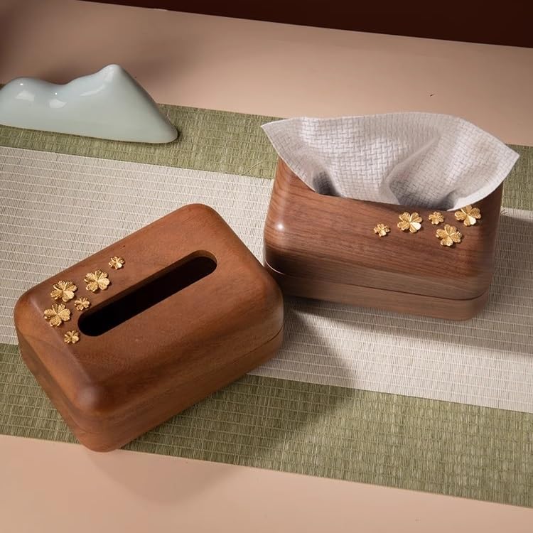 Copertura per fazzoletti in legno massiccio, per soggiorno, tavolino, tavolo da pranzo, superficie, per la casa, portatovaglioli per ristoranti (A)