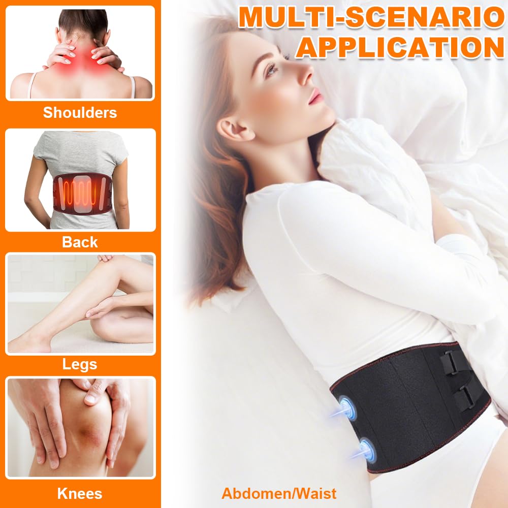 Wärmegürtel Rücken Akku, Heizgürtel, Rückenmassagegerät mit Akku Kabellos, Massagegerät Rücken mit 5 Wärmestufen, 3 Vibrationsmodi, Rückenwärmer, Rückenschmerzen mit Abschaltautomatik