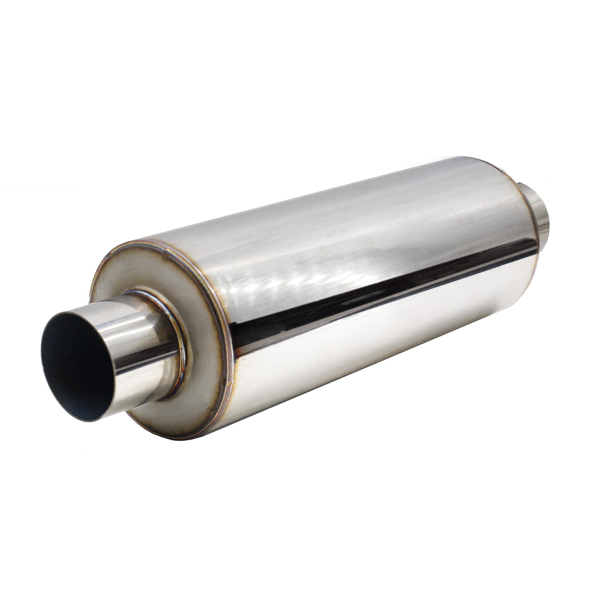 Simoni Racing ESR1 Silenziatore Sportivo Universale, Uscita Rotonda Dritta, Silenziatore di Scarico per Auto, Marmitta Dritta per Auto in Acciaio Inossidabile non lucidato