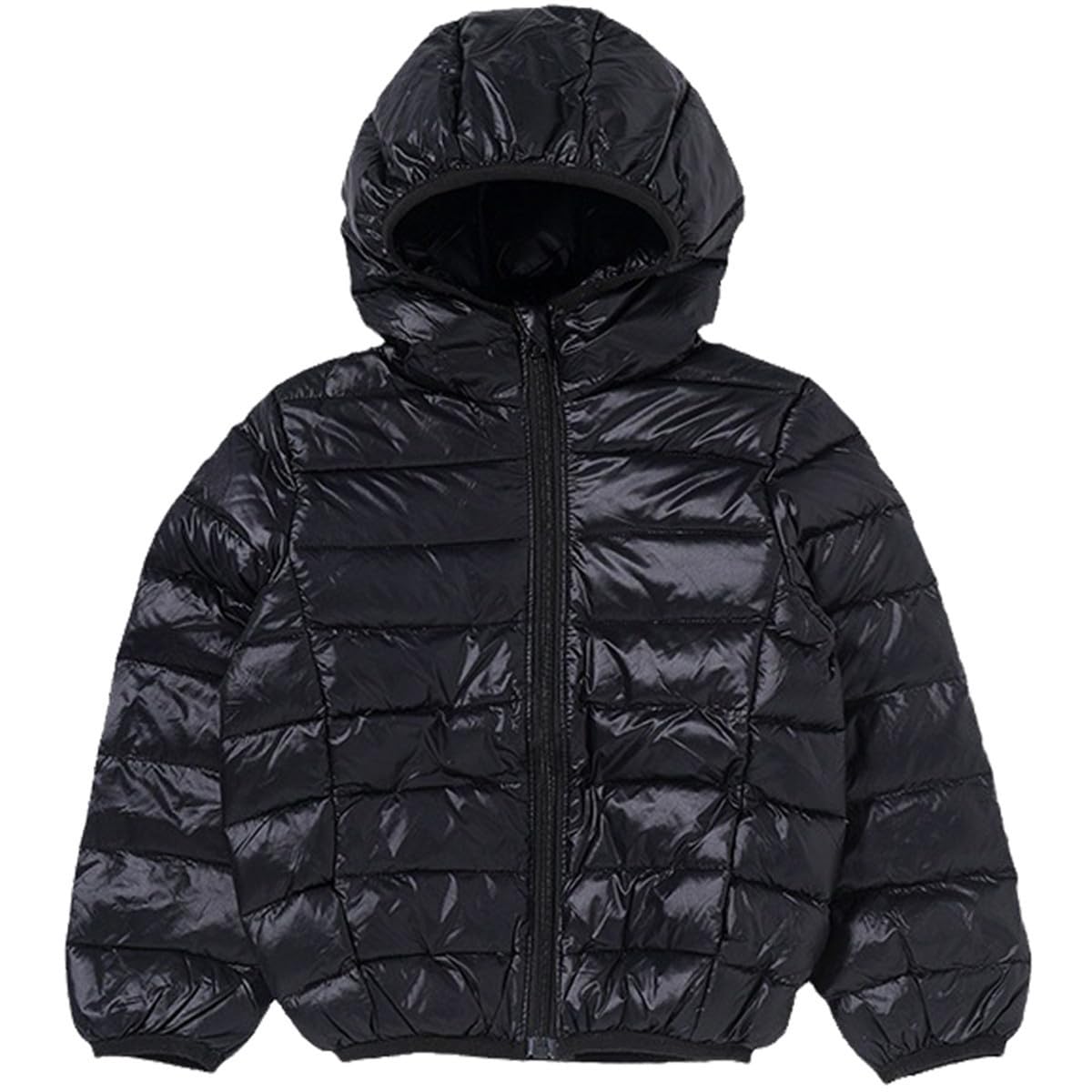REWANGOING Boys Girls Winter Warm Puffer Jacket Kids Full Zip LightWeight Soild Hoodie Down Jackets Coat