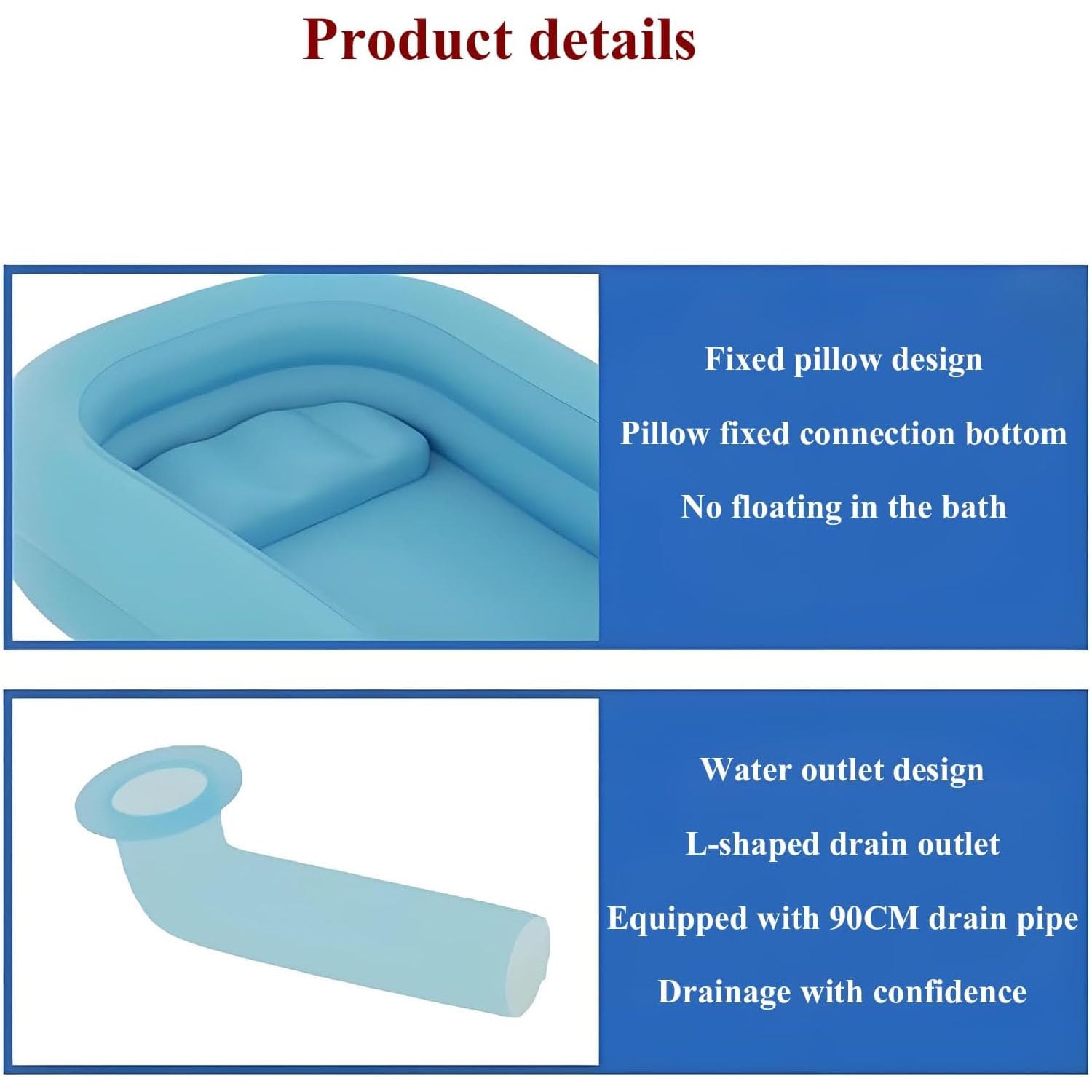 Kit de bañera inflable para ducha, diseño médico ergonómico con bomba de aire, alta elasticidad, sellado fuerte, inflado rápido, fácil almacenamiento para ancianos y discapacitados
