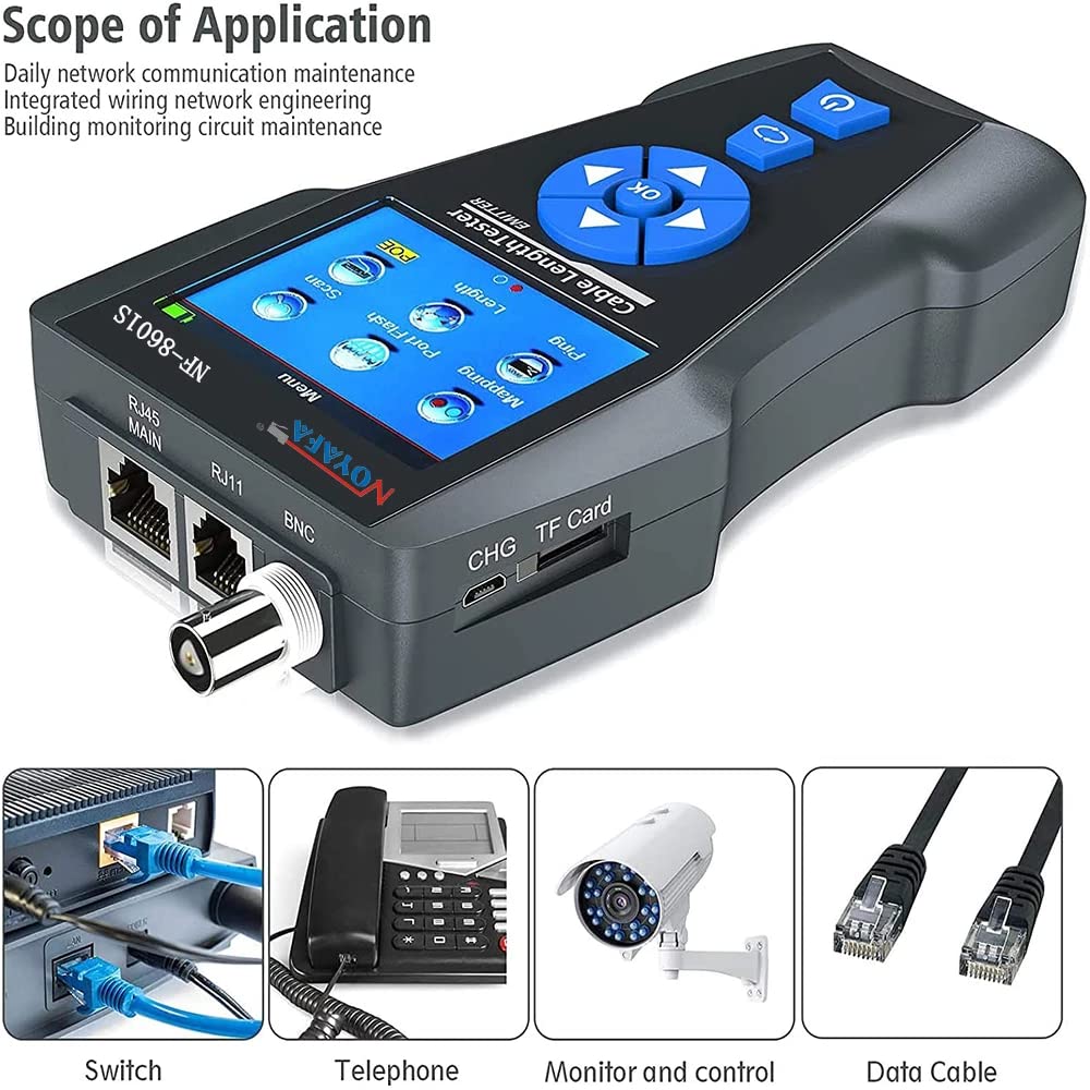 NF-8601W Cable Tester with PoE Ping Functions for Network, BNC Coaxial, and Telephone Cables