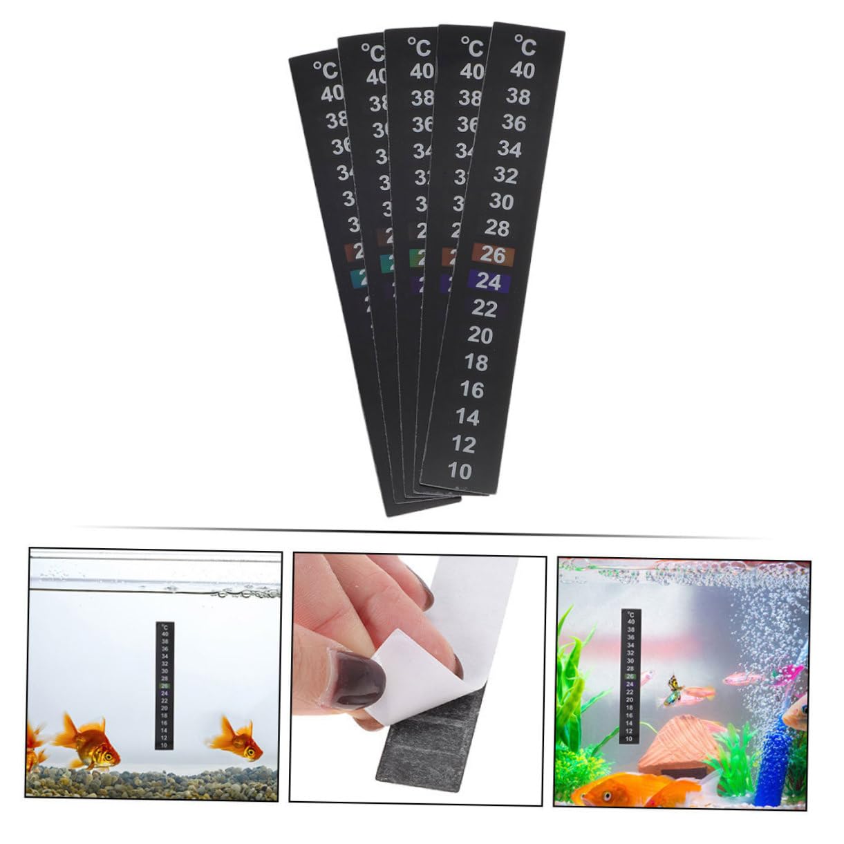 Gatuida 12piezas Pegatinas Termómetro Digital Para Acuario Termómetros Adhesivos Para Peceras De Temperatura Indicador De Temperatura Para Peces Fáciles De Leer y Usar