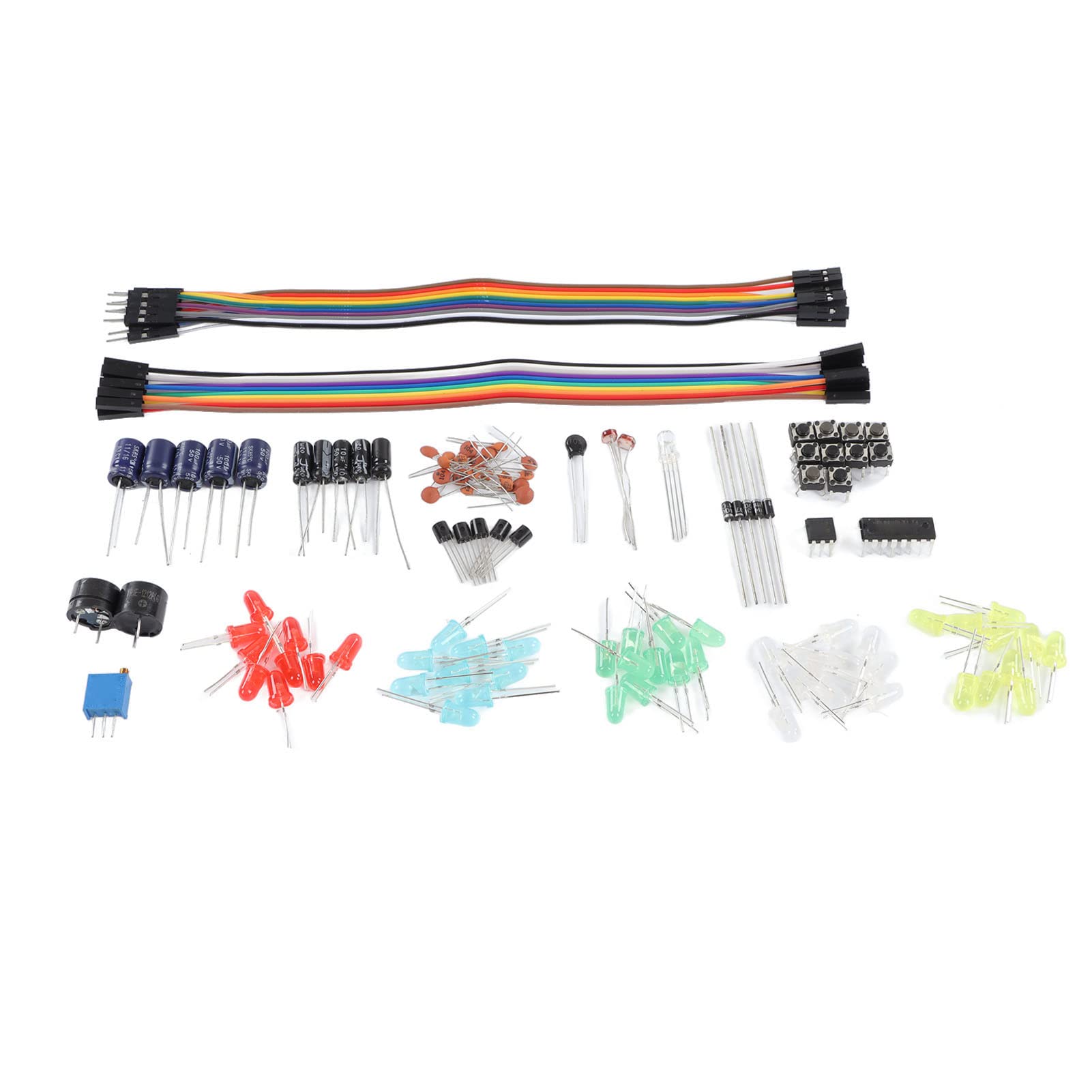 Zerodis Kit Divertente di Componenti Elettronici, Materiali Siliconici, Modulo di Alimentazione e Cavi Ponticello con Vari Resistori per Progetti R3