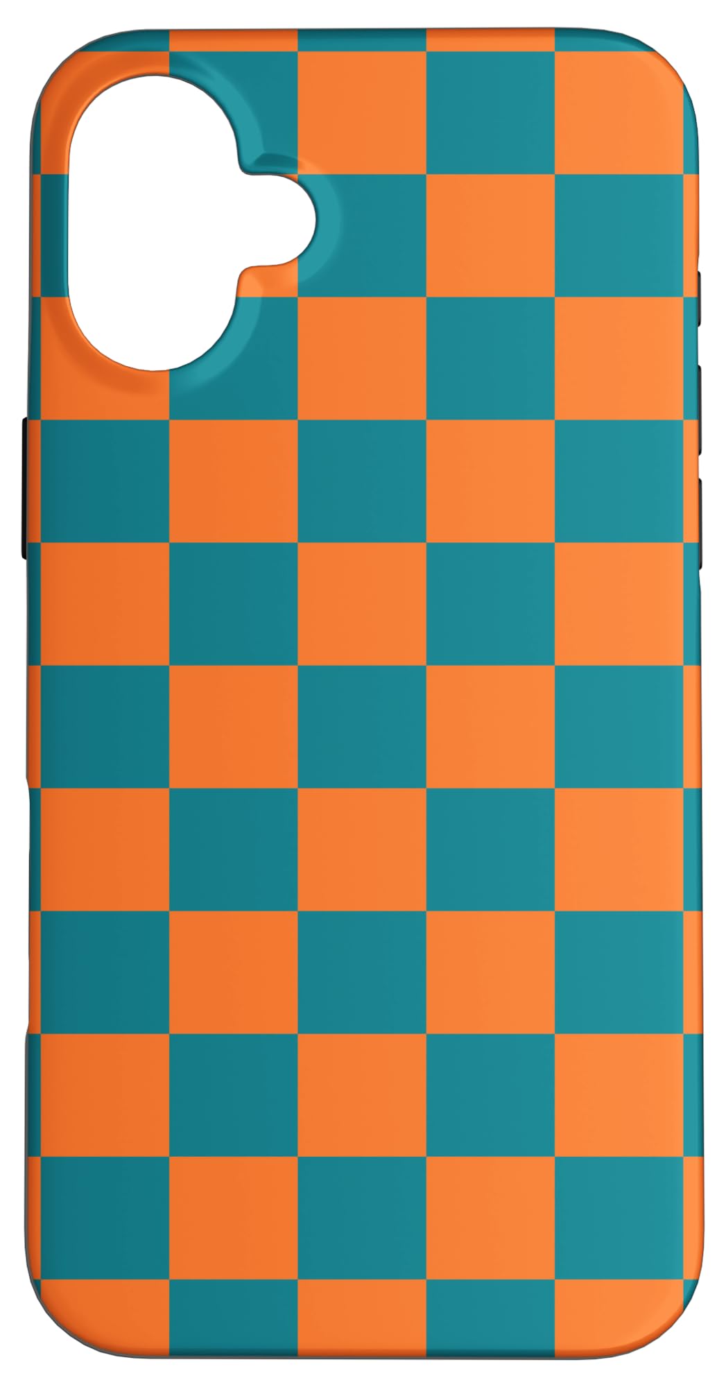 Orange Teal Checkered Preppy Check Aesthetic Checkerboard Case for iPhone 16 Plus