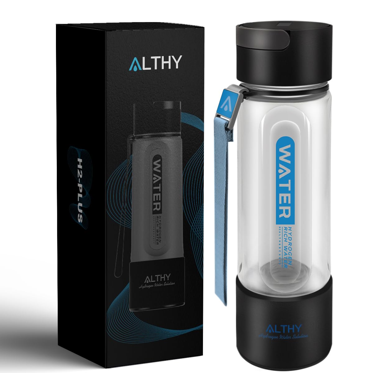 ALTHY Hydrogen Water Generator Bottle Cup SPE+PEM Dual Chamber lonizer,Upgrade 40 Electrolysis Times/Fully Charged for Travel