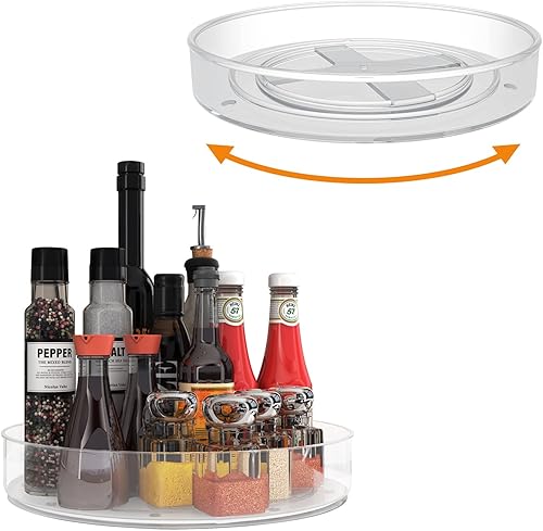 VAEHOLD Lazy Susan - Juego de 2 estantes giratorios para especias para armario de cocina, bandeja de almacenamiento de 9 14 pulgadas para frutas,