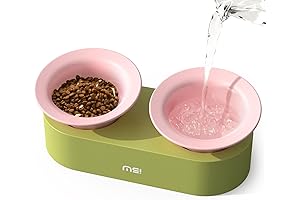 MS!MAKE SURE Dog Cat Bowls, Elevated Ceramic Cat Food and Water Bowl Set