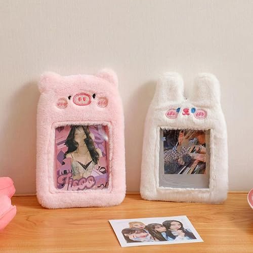 Miniatura 5 de Lindo oso de cerdo de peluche Kpop para tarjeta fotográfica, funda de tarjeta de identificación, bolsa colgante, llavero peludo Kawaii Idol tarjeta