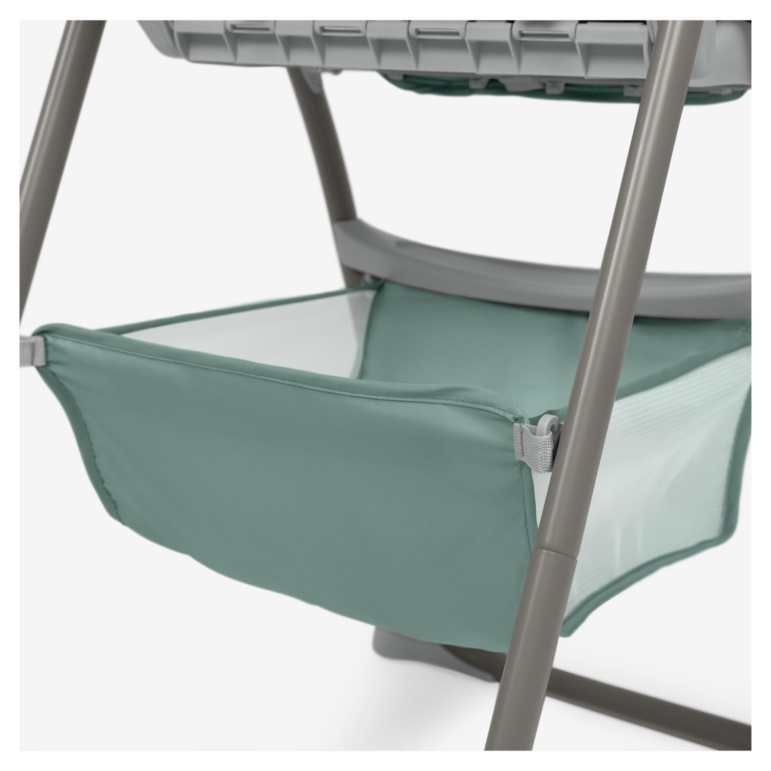 hauck Sit N Fold, Dusty Mint - Seggiolone Pappa Pieghevole e Leggero per Bambini da 6 Mesi Fino a 15 kg, Schienale Reclinabile, Cintura a 5 Punti, Vassoio XL Removibile, Cestello Portaoggetti
