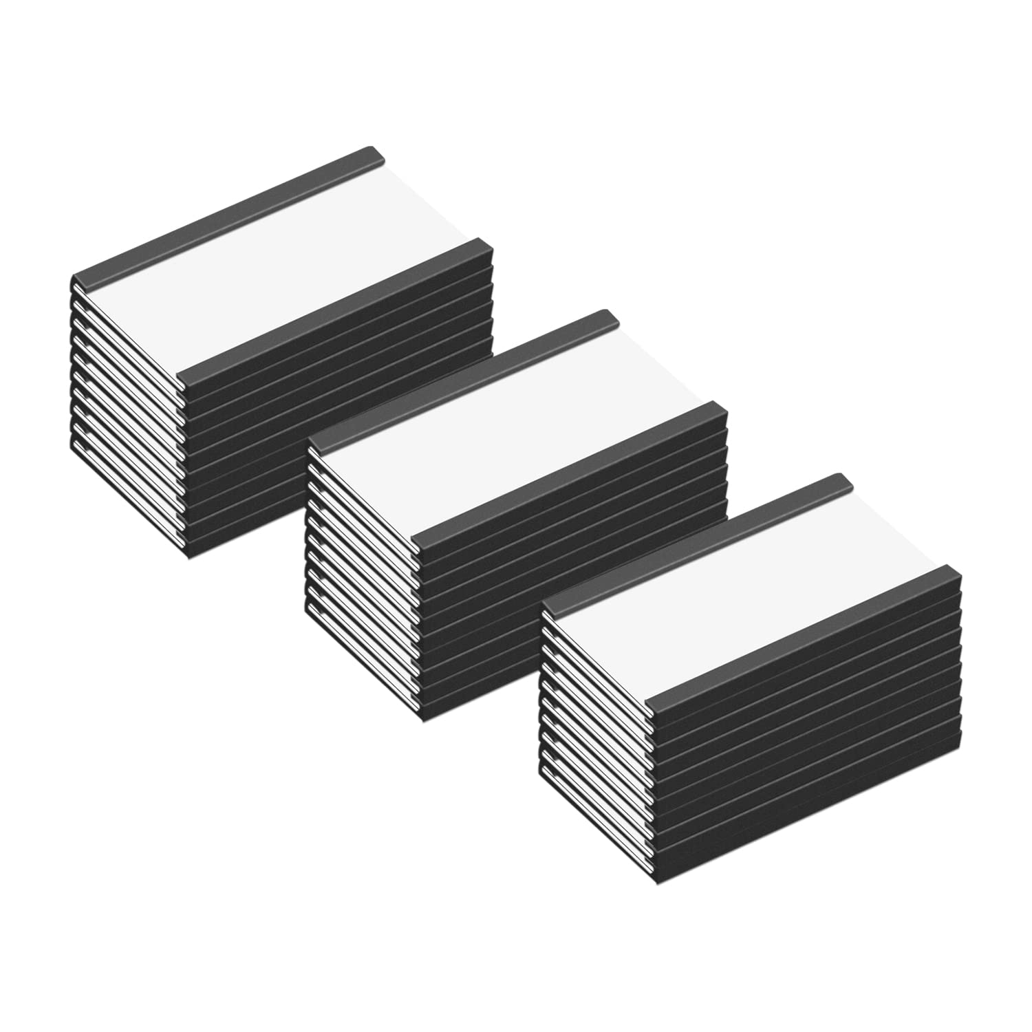 MVISUAL C Channel Magentic Label Holders 1x2 Inch with Paper Inserts and Clear Plastic Protectors,Magnetic Data Card Holders File Cabinet Labels,Pack