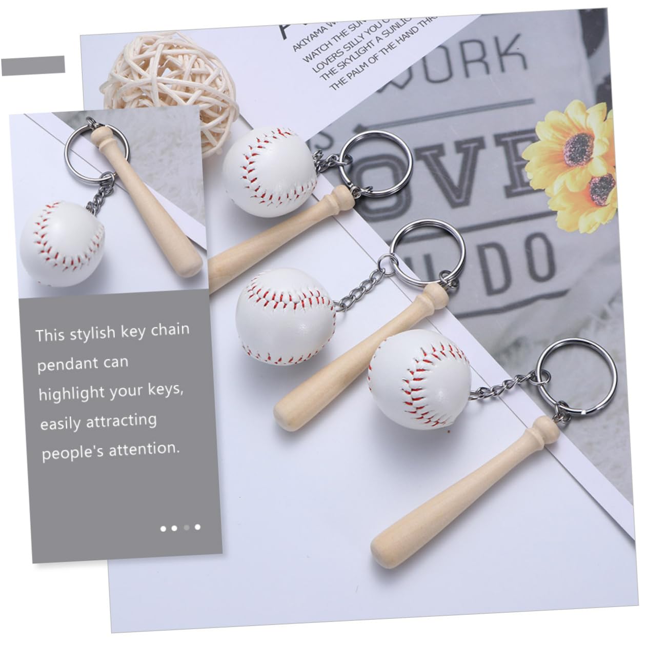 Beavorty 16pezzi Portachiavi Forma di Mazza da Baseball Ciondolo Souvenir per Feste Tema Sportivo Portachiavi per Borsa e Donna