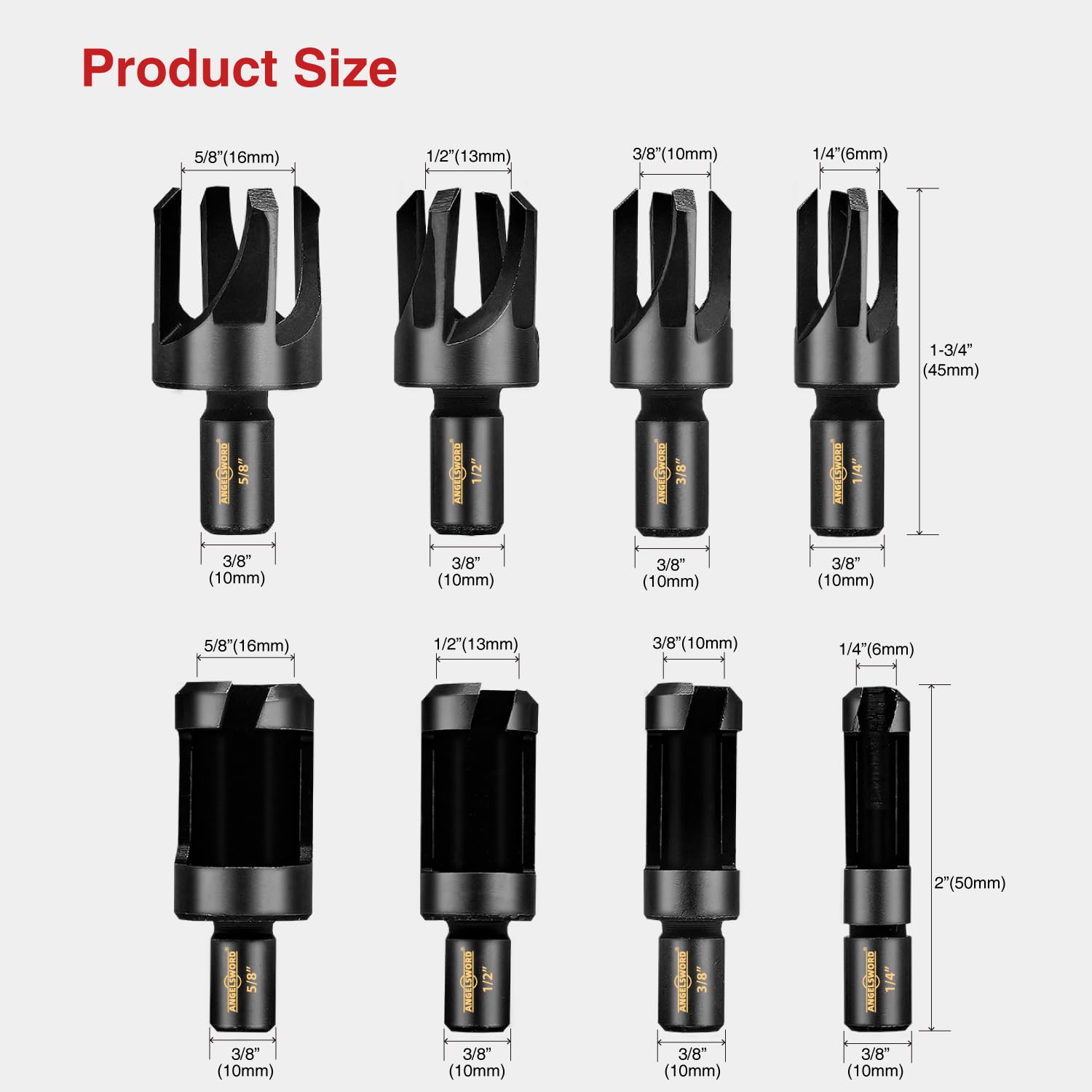 ANGELSWORD Wood Plug Cutter Set - 8 Sizes -2