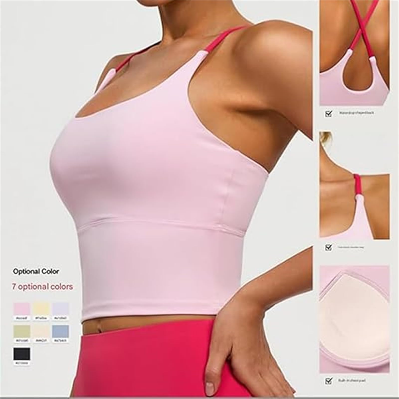 Yksaix Biustonosz sportowy Criss Cross Tank, Yksaix sportowy damski gładki biustonosz sportowy z krzyżowanymi plecami, sportowy trening topy na siłownię
