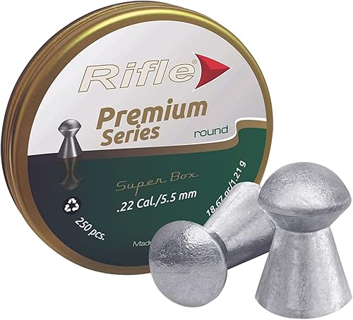 PREDATOR Rifle - Pellets de pistola de aire de nariz redonda prémium Calibre .22 0.217in 0.66oz Cabeza redondeada para tiro y caza al blanco