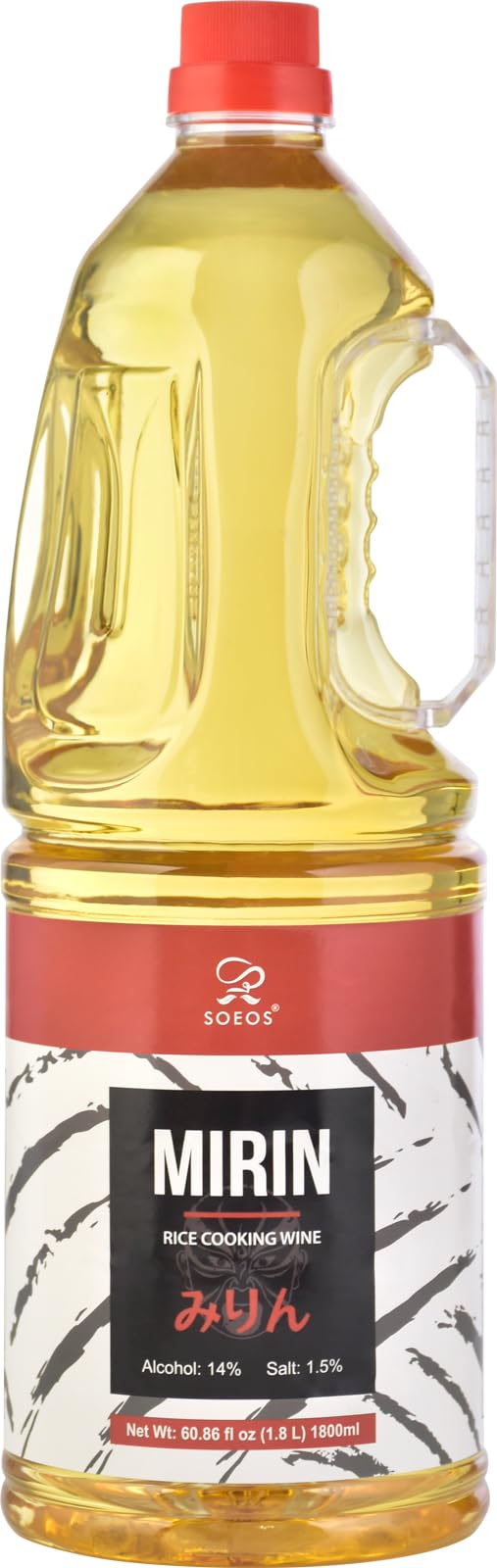 Soeos Mirin, Japanese Cooking Wine, 1.8 L (Pack of 1), Mirin Rice Wine, Authentic Natural Sugar Sweet Rice Cooking Wine for Cooking, Condiments, Seasoning Homemade Sauces, Japanese Seasoning