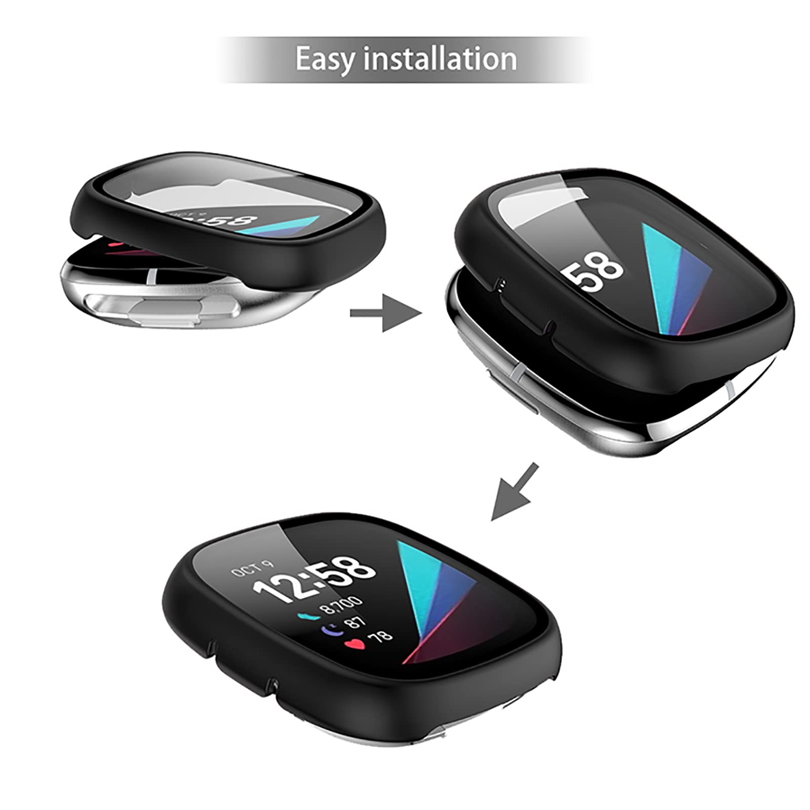 Axcellent [4-Pack Étui protecteur d'écran compatible avec Fitbit Sense