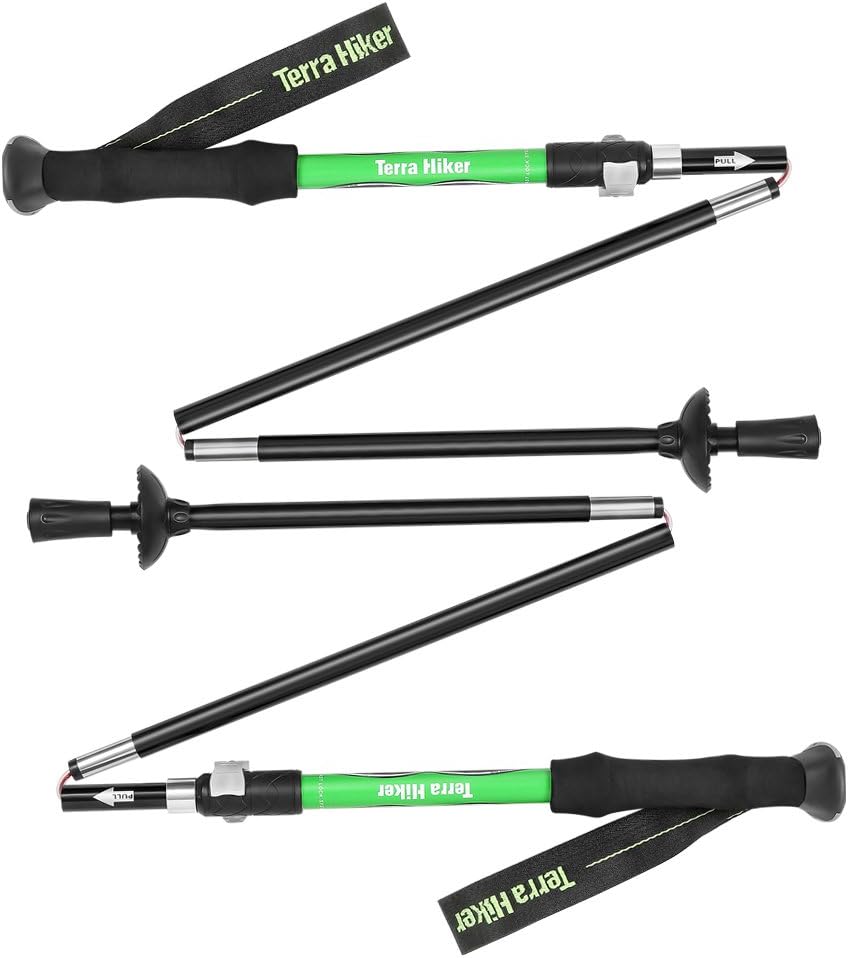 Terra Hiker Collapsible Walking Poles, Trekking Poles Adjustable, Foldable and Lightweight, Aluminum Alloy, Perfect for Hiking, Walking, Traveling, Backpacking