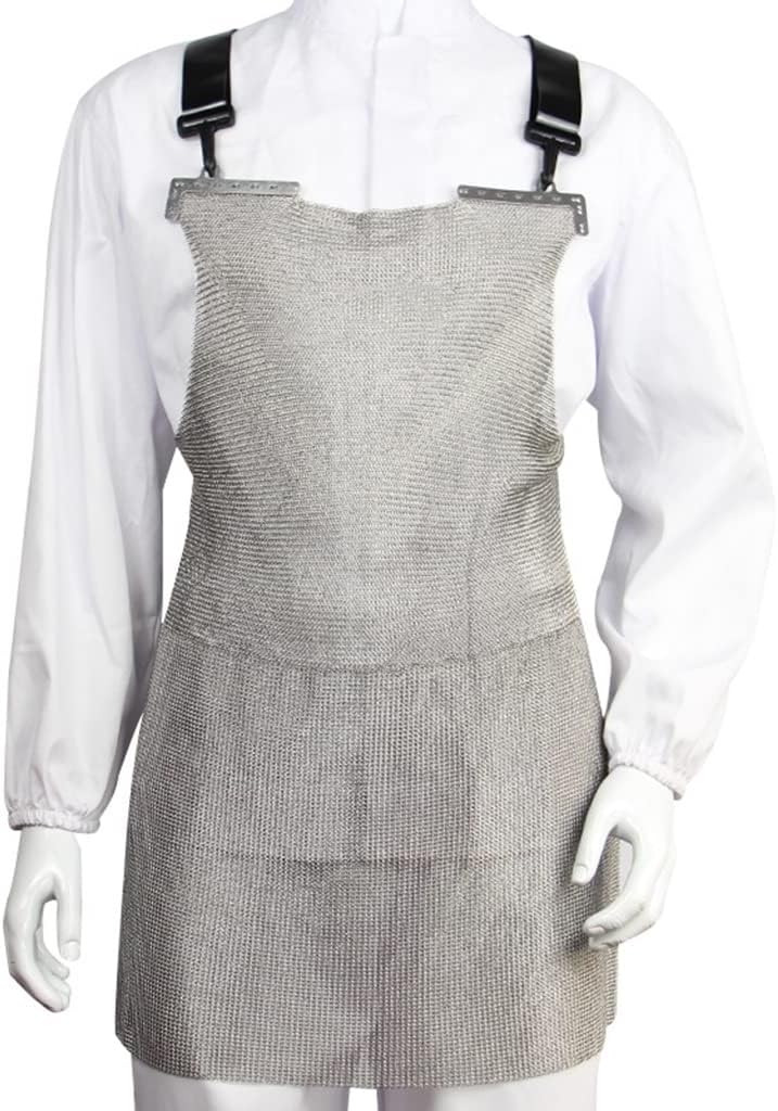 Food Grade Stainless Steel Ring Chainnail Apron Chef Butcher Carpenter Anti-Cutting Safe Work Apron，Easy to Clean, 4 Sizes (Color : Silver, Size : 60x80cm/23.6x31.5in)