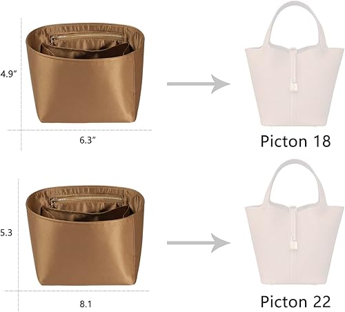 Miniatura 2 de ZTUJO Picotin 18 Organizador Hermes, inserto de bolsa de picotín, organizador de lujo para bolso, suave como la seda, se adapta a picotina 18