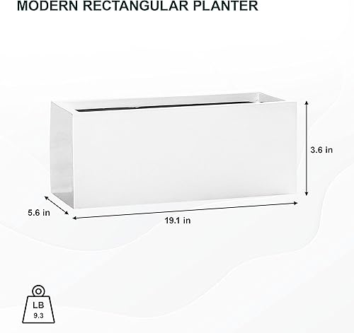 Miniatura 2 de Pottery Pots Maceta rectangular pequeña para interiores y exteriores, 19.1 pulgadas de ancho, color blanco brillante