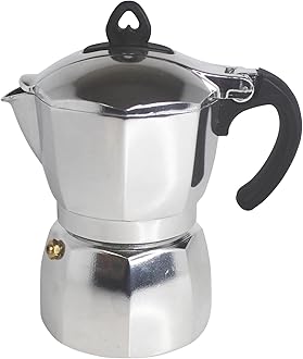 3 Cup Stovetop Espresso Maker with Heart Shaped Knob, Silver
