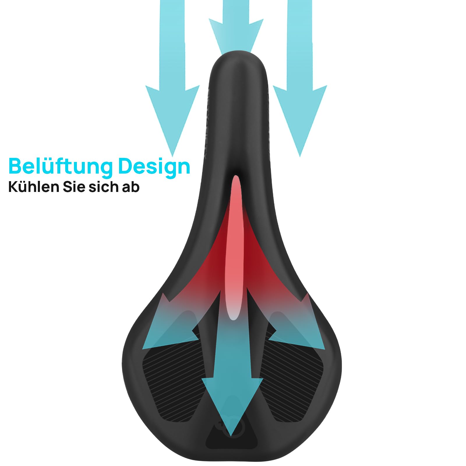 FIFTY-FIFTY Fahrrad Sattel, Komfortabler Memory Foam MTB Sattel, Atmungsaktiver wasserdichter Fahrradsattel für Männer und Frauen, Kompatibel mit MTB, Rennrad, E-Bike