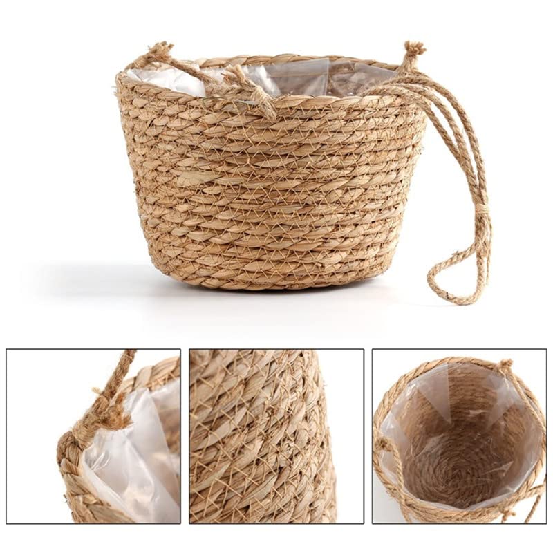 Wiszące Doniczki Ogrodowa wisząca doniczka makrama kosz do przechowywania roślin kryty kwiat na zewnątrz uchwyt na doniczkę wieszaki na rośliny Home Decor Wiszące donice (Color : Gris)