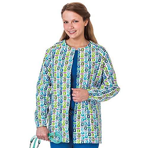 Bio Women's Geometric Pop Art Blue Print Warm Up Jacket XX-Small Print
