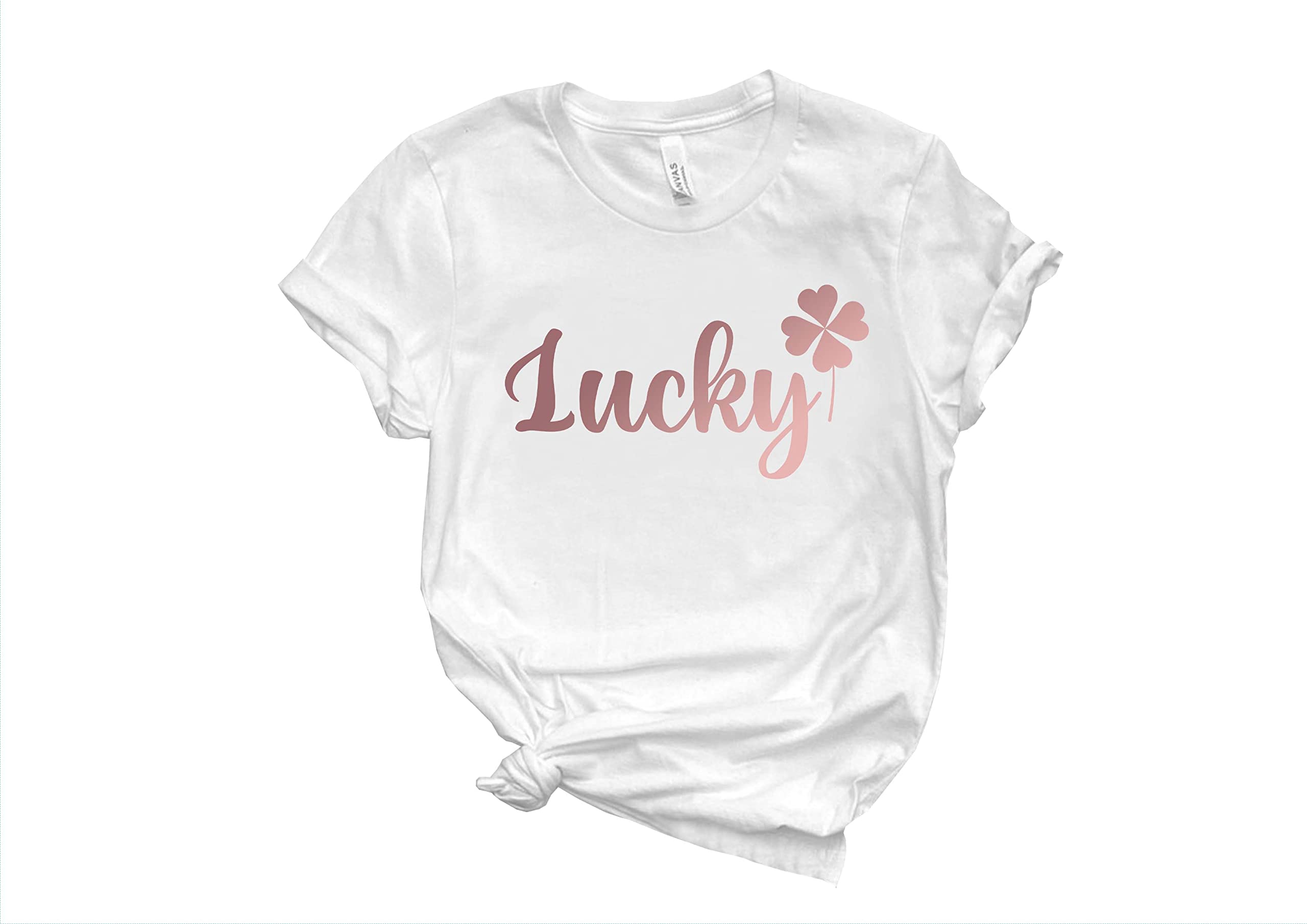 Women's St Patrick's Day Shamrock T-Shirt - Lucky Clover Print Short Sleeve Tee