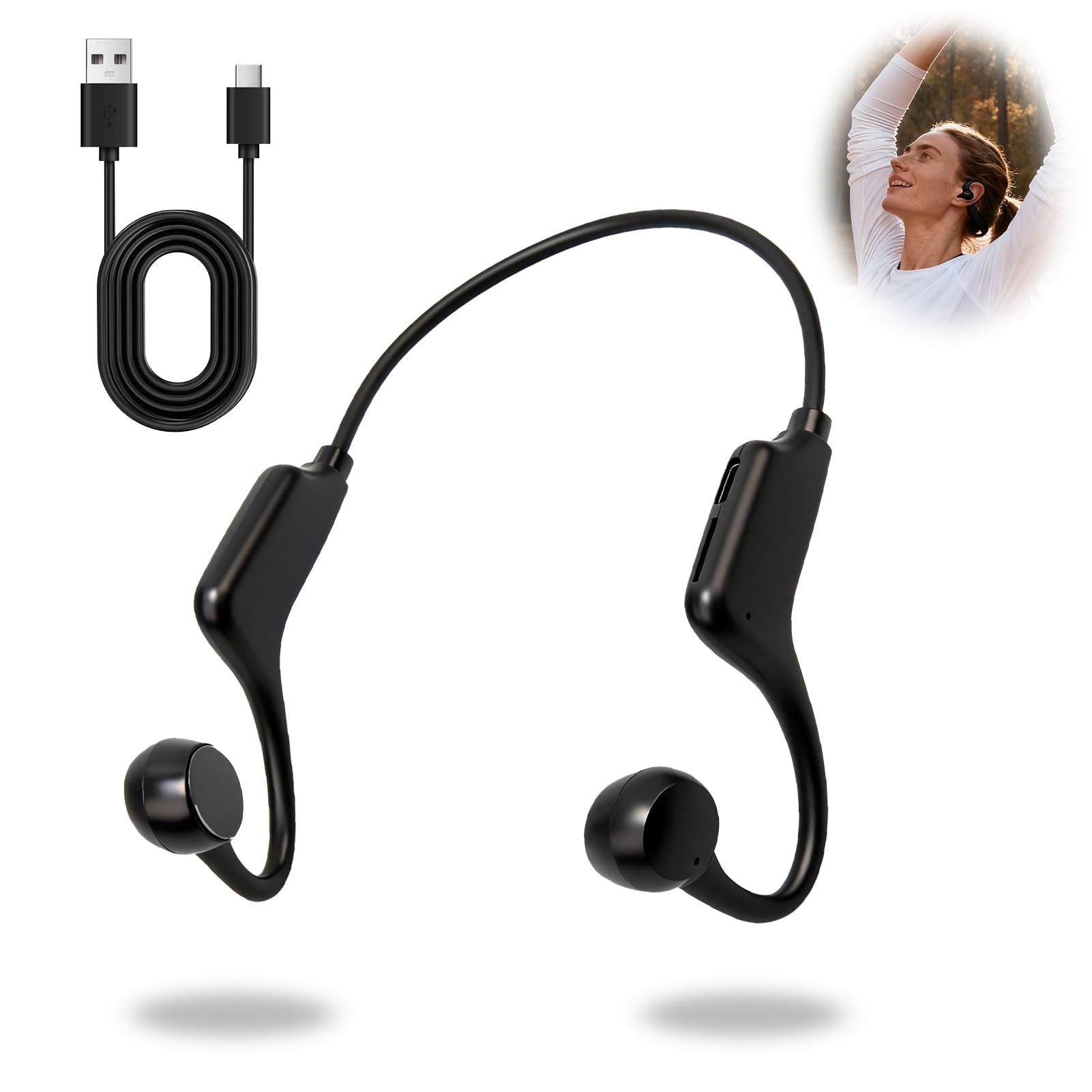Cuffie Conduzione Ossea Bluetooth 5.3, Auricolari a Conduzione Ossea Sport con Microfono, IPX8 Impermeabile per Nuoto, Corsa, Ciclismo, Cuffie Nuoto Open-Ear HiFi Stereo, Ricarica Rapida USB-C