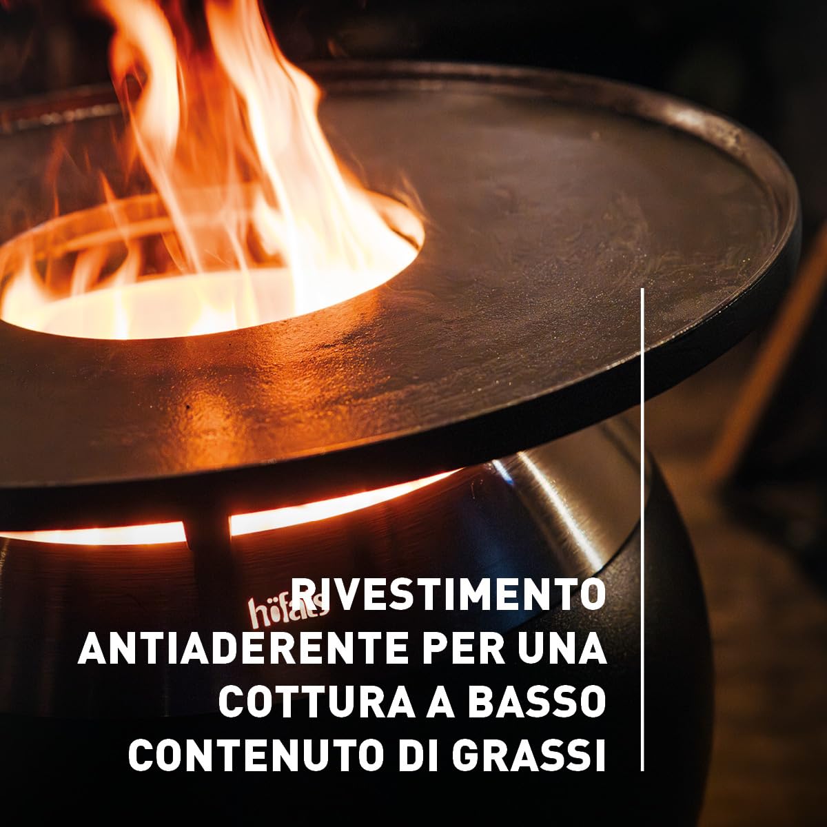 höfats - MOON 45 Plancha - Piastra in ghisa smaltata - Ottima conservazione del calore per grigliate di qualsiasi dimensione - Rivestimento antiaderente, griglia a basso contenuto di grassi -