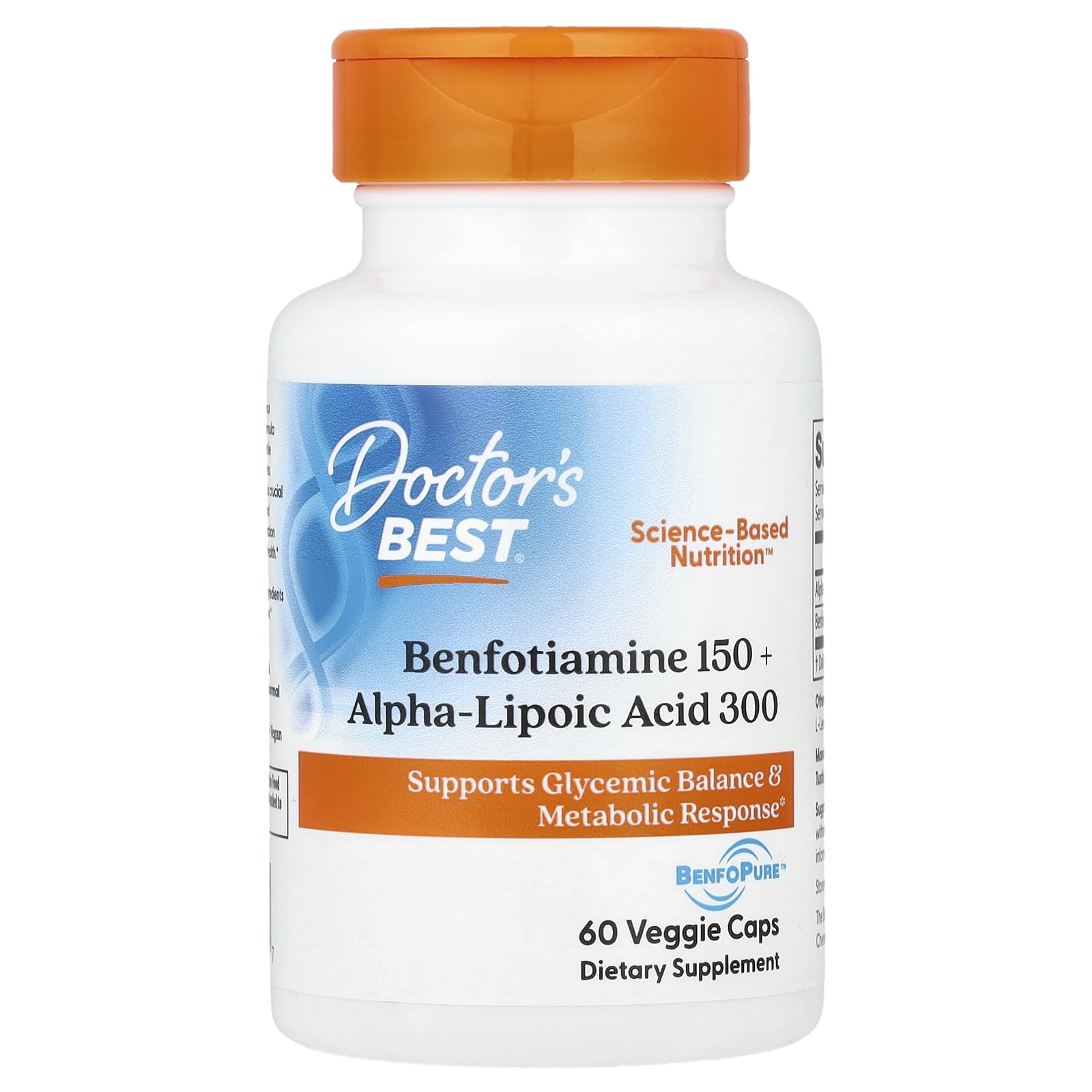 Doctor's Best - Benfotiamine + Alpha Acide lipoïque 150 mg / 300 mg - 60 Capsules végétariennes