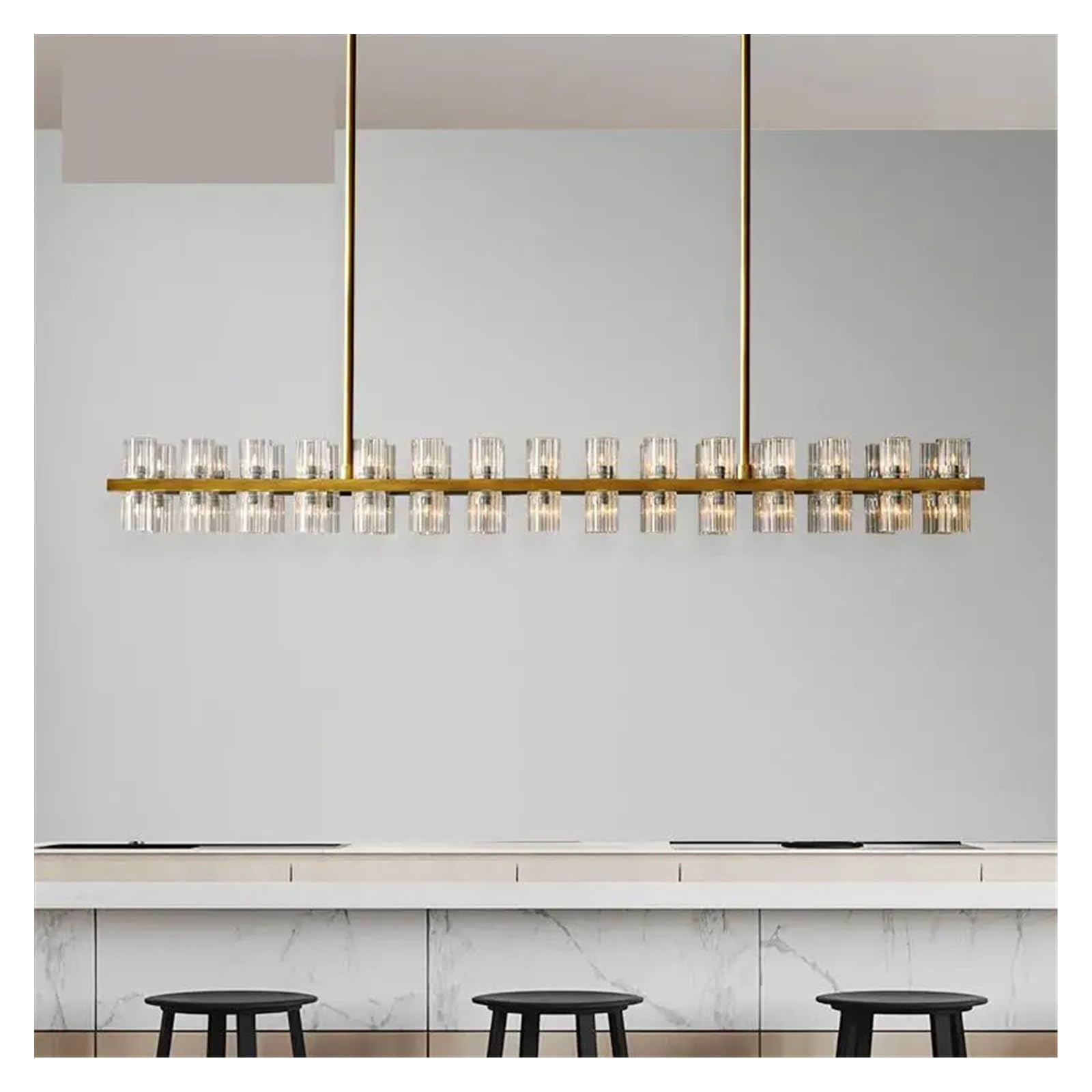 Lámparas de araña, Luces postmodernas for Restaurante, Luces Colgantes de Barra Cristal Personalizadas y Creativas, Estilo Ligero Lujo, Decorativas largas(L137CM-60 Heads-A,Warm)