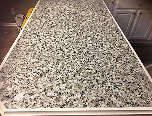 Teemall Light White Granite Look Marble Film Vinyl Self Adhesive Kitchen Countertop Peel Stick Wallpaper Decal 17.7''x98'' (Terrazzo)