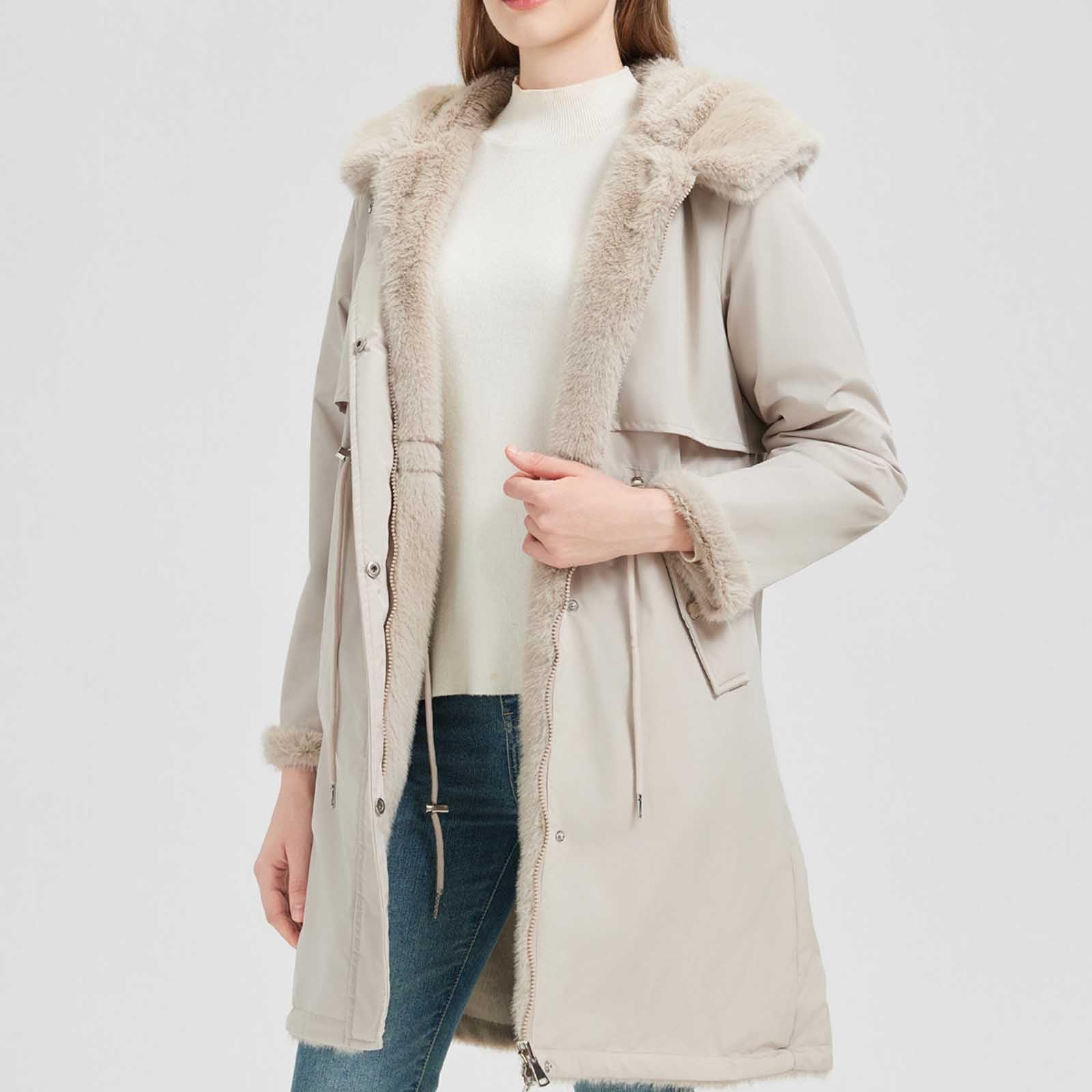 HAOLEI Gabardina Mujer Abrigos de Invierno para Mujer de Forro Polar Gruesa Cálido Abrigos Reversible Largo con Capucha Parka Térmica a Prueba de Viento con Cremallera Caliente Cazadora Al Aire Libre