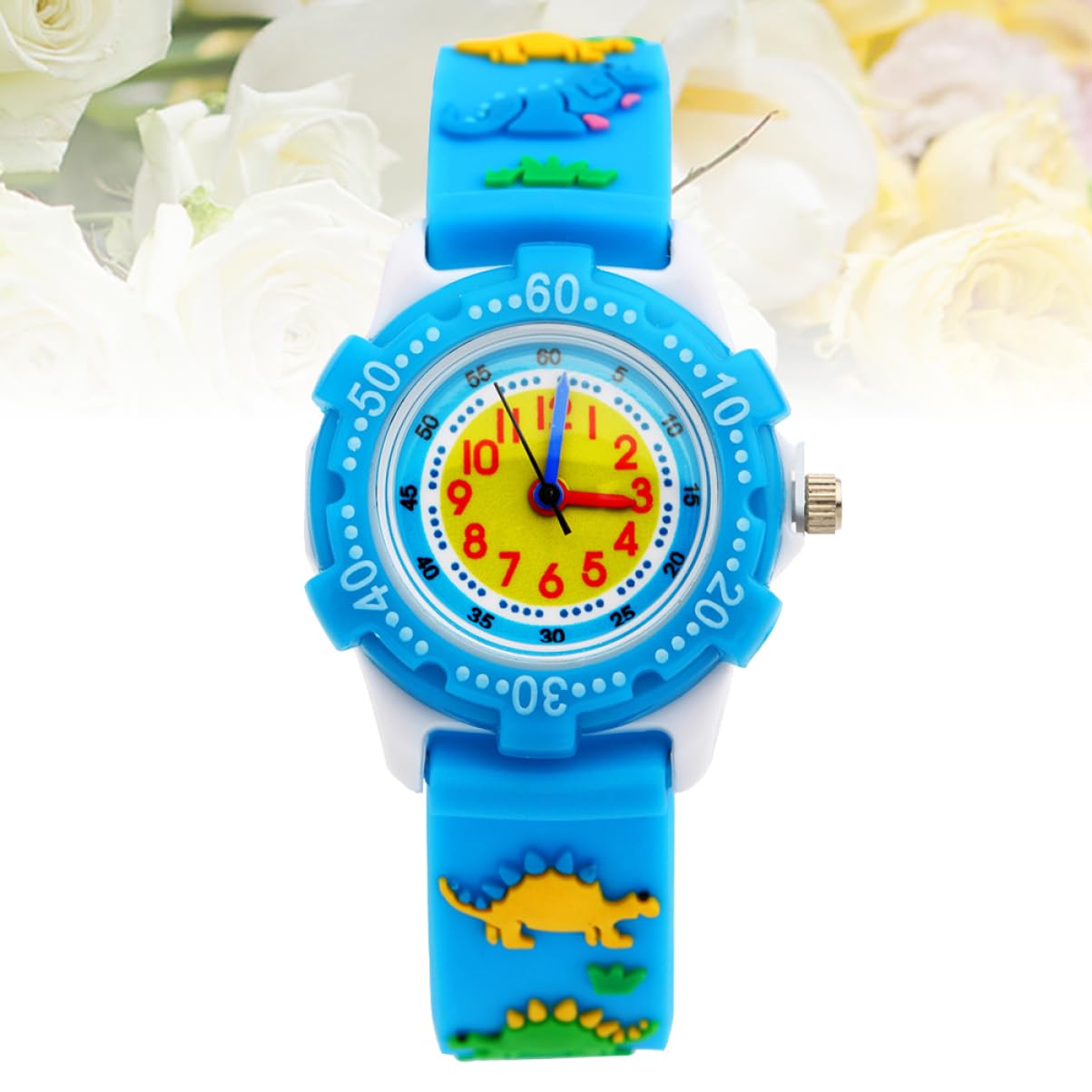 LIFKOME 3stücke Cartoon Dinosaur Uhr Für Junge Mädchen wasserdichte Silikon Quarz-Armbanduhr Mit Einzigartigem Design Für Jungen Und Mädchen Blau
