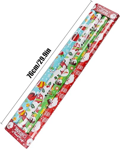 Miniatura 2 de LOMIMOS 4 piezas de papel de regalo colorido de Navidad, hojas grandes plegadas con líneas de corte en 4 diseños para regalo de Navidad para niños