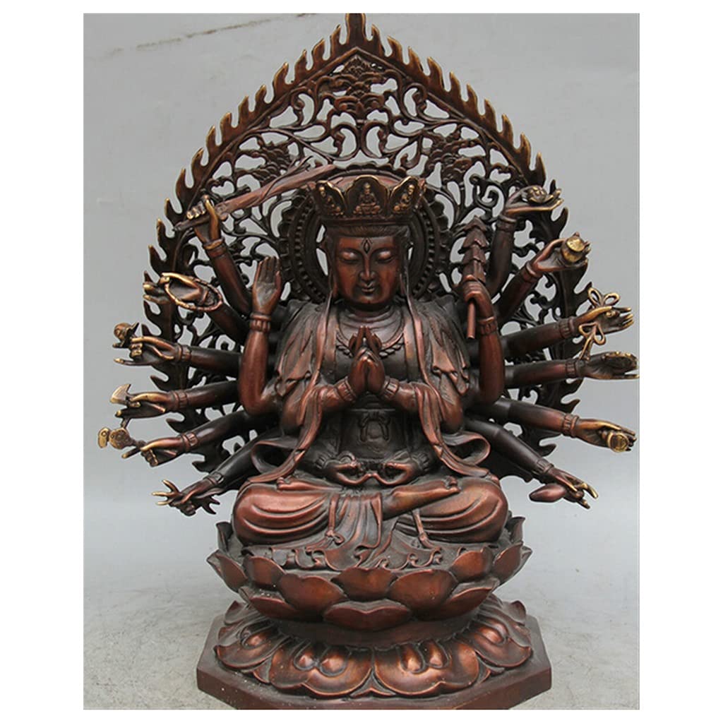 Estatua de Buda de meditación, Asiento de Bronce de Budismo Tibetano Fox, Estatua de Buda Madre Pura Maha de 18 Manos, decoración de Muebles