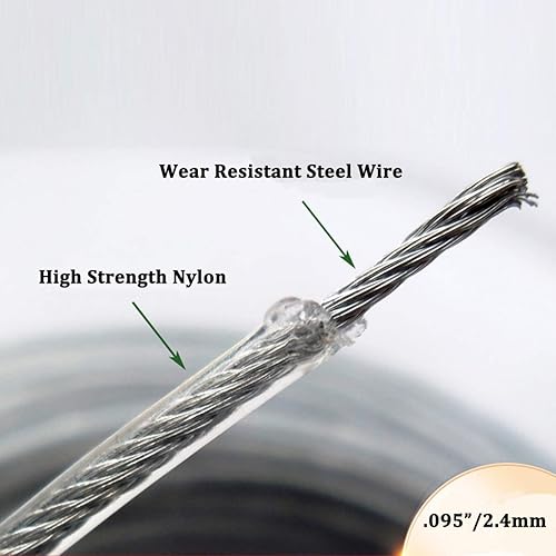 Miniatura 2 de Línea de recortadora de acero de nailon, diámetro de 0.095 pulgadas por longitud, 98 pies, VÉZAAR Grass Trimmers String Lines Césped Wire